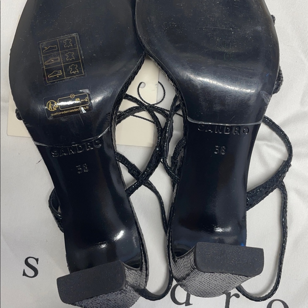 Faye Black Square Toe Block Heel Sandals - Picture 6 of 6